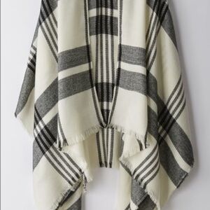a new day Black and White Plaid Poncho